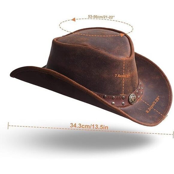 9134 Leather Cowboy Hat For Men Women Lightweight Handcrafted Western main image 4